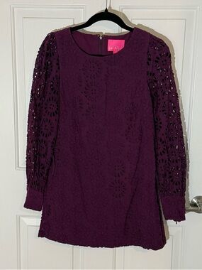 Lilly Pulitzer Aisha Purple Skirted Romper with Pink Label